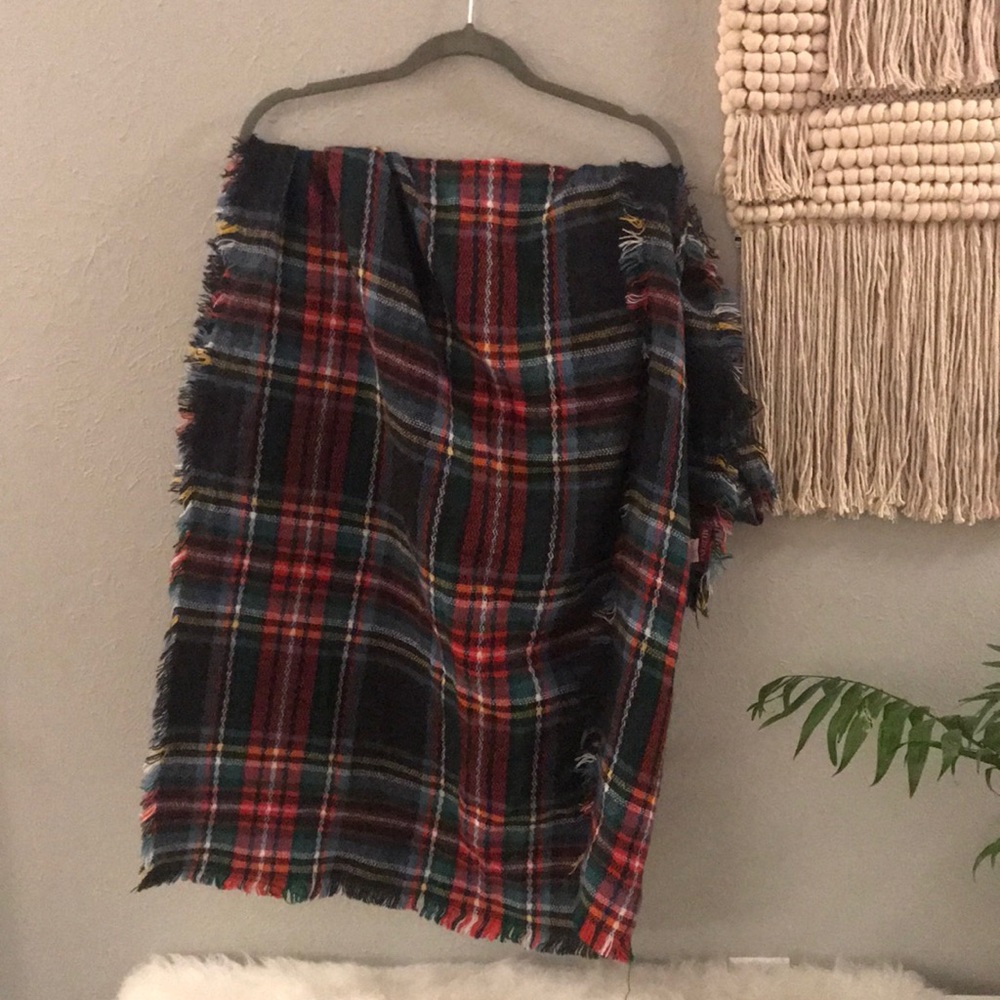 Cozy plaid blanket scarf